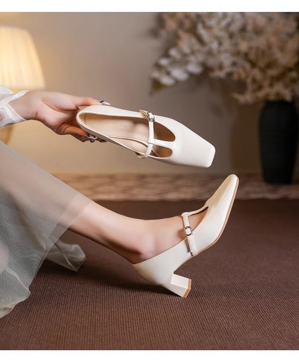 0dfd4451-e81d-457f-9736-159fa7b0cbce.jpg Square Toe Low-cut Chunky Heel Mary Jane Shoes