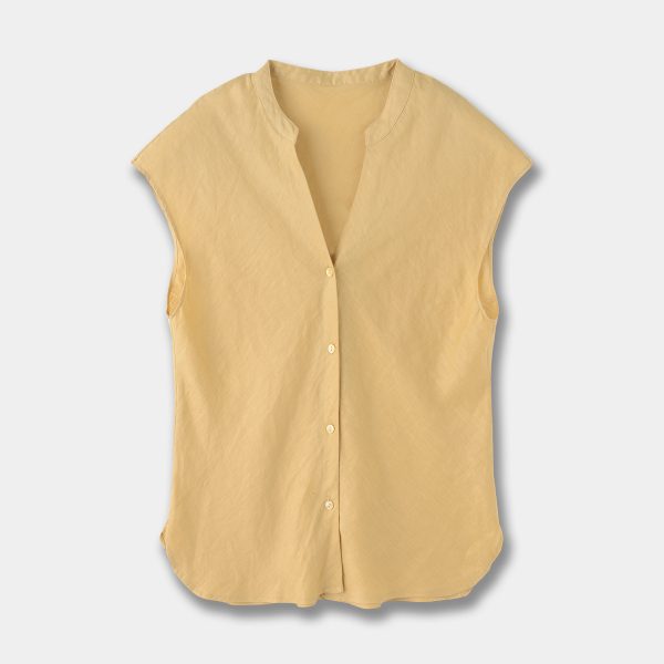 Minimalist Old Money Style Temperament Commute Style Pure Linen V-neck Sleeveless Shirt