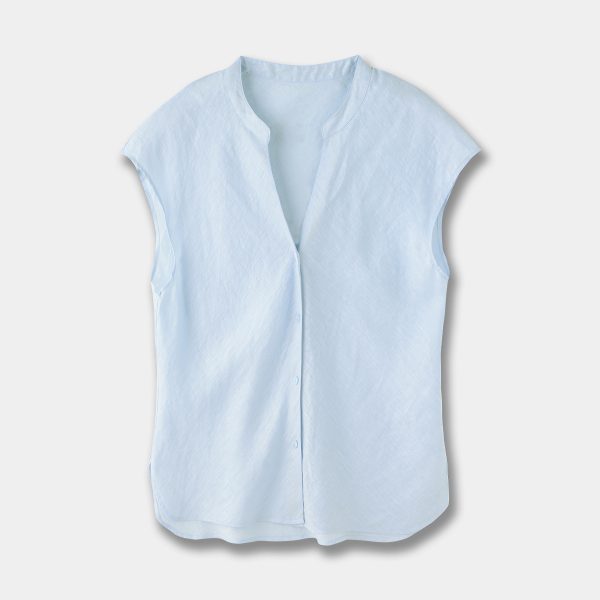 Minimalist Old Money Style Temperament Commute Style Pure Linen V-neck Sleeveless Shirt