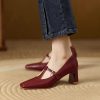 457ea647-f4a8-4daa-92eb-c8fa251cff65.jpg Square Toe Low-cut Chunky Heel Mary Jane Shoes