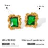 5360ce81-aa56-4c05-bebd-a9f22df12cc0.jpg 18K Gold Stainless Steelretro Texture Green Open-end Zircon Ring Female European And American Old Money Style Ring Rings