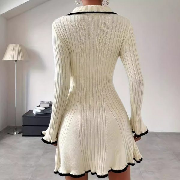85a51a83-3a8d-4975-9e9d-ade6589e4b04.jpg European And American Contrast Color Classic Style Elegant Slim Knit Dress