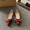 85d2e6ce-7844-4d01-be43-5842e023e930.jpg New Vintage Scoop Pointed Beaded Knot Plaid Low Heel Shoes