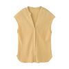 Minimalist Old Money Style Temperament Commute Style Pure Linen V-neck Sleeveless Shirt