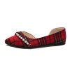 a56e90b9-0d0d-4635-98fd-5ee85164a3ae.jpg New Vintage Scoop Pointed Beaded Knot Plaid Low Heel Shoes