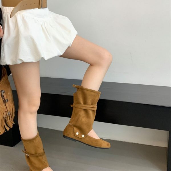 a7c97d6c-635c-459e-b164-8c4830e10ba3.jpg Niche Design Two-way Pants Brushed Hollow-out Mid-calf Length Loose Socks Boots