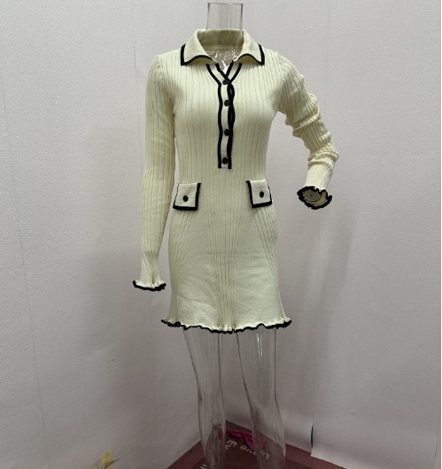 c0b64ce4-4e23-4a87-b805-a4fcbc8241e5.jpg European And American Contrast Color Classic Style Elegant Slim Knit Dress