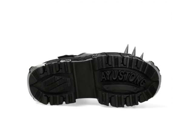 Women's Black Thick-soled Buckle-up Motorcycle Boots