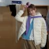 Womens Warm Hooded Duck Down Jacket With Ribbed Design
