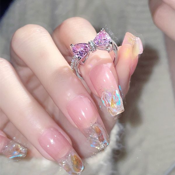 Cold Aesthetic Colored Gem Zircon Ring, Light Luxury High-end Texture, Adjustable Couple Matching Rings For Lovers