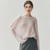 Cashmere Knit Sweater Womens Top With Hollow-out Feather Design