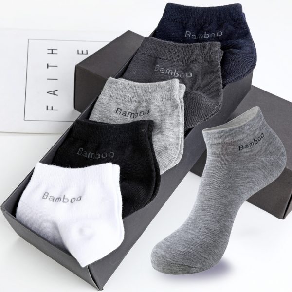 Men's Breathable Bamboo Fiber Solid Color Short Socks