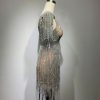 New Low Cut Tassel Hollow-out Tight Niche Diamond Sheath High Quality Dress