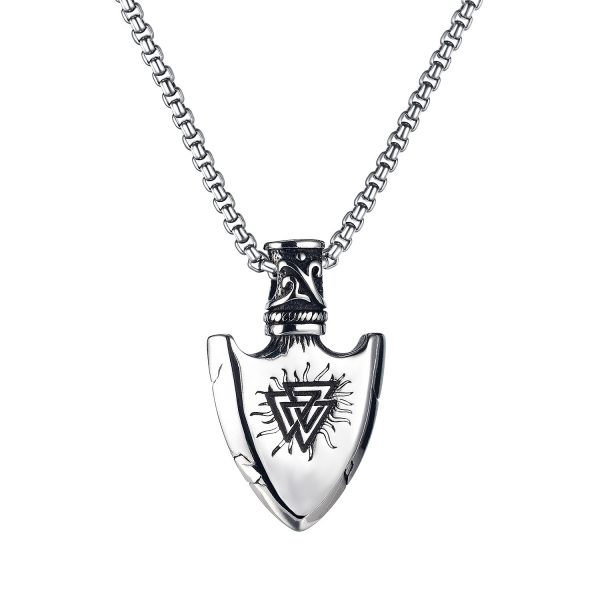 European And American Retro Stainless Steel Shield Men's Pendant