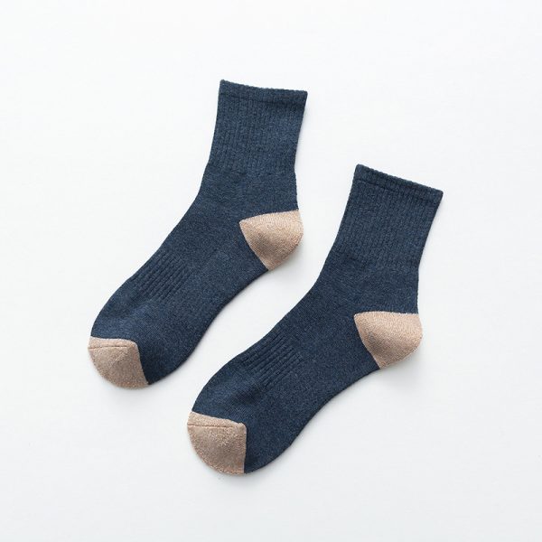 Autumn And Winter Fashion Casual College Style Men'S Color-Blocking Terry Socks