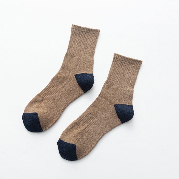 Autumn And Winter Fashion Casual College Style Men'S Color-Blocking Terry Socks