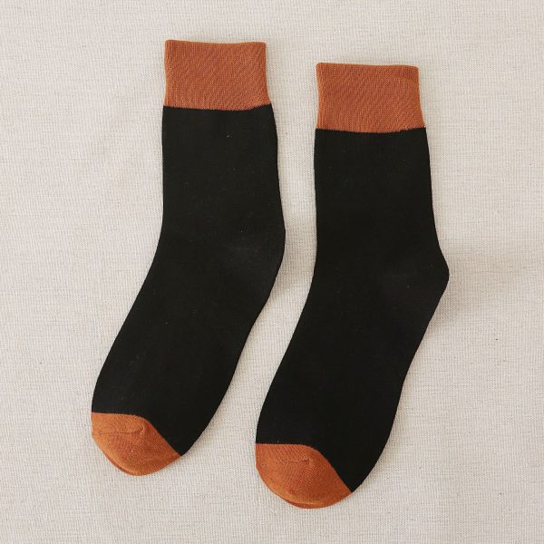 Autumn And Winter Fashion Casual College Style Men'S Color-Blocking Terry Socks