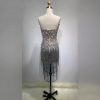 Solid-color Pearl- And Diamond-encrusted Tube Mini Dress With A Bandage-style Design