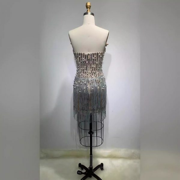 Solid-color Pearl- And Diamond-encrusted Tube Mini Dress With A Bandage-style Design