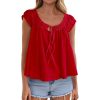 Lace-up Ruffle-Trimmed Shirt Summer New Style Fashionable Pleated Top
