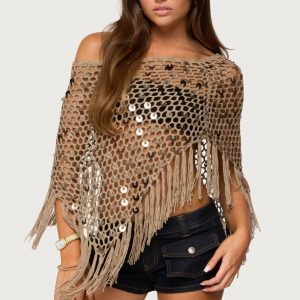European And American Handmade Sequin-Embroidered Triangle Scarf Shawl Cloak