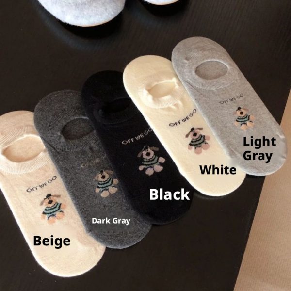 Socks-Cartoon English Puppy-Black-1 pair