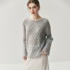 Cashmere Knit Sweater Womens Top With Hollow-out Feather Design