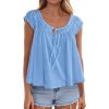 Lace-up Ruffle-Trimmed Shirt Summer New Style Fashionable Pleated Top