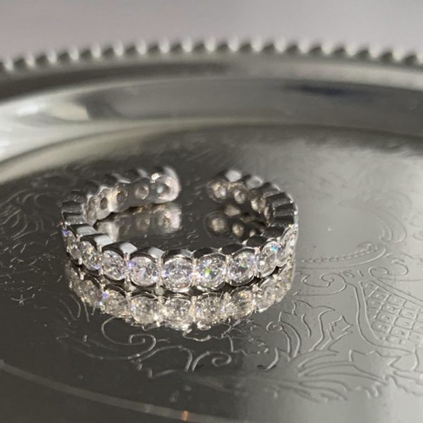 Women Summer Zircon Open Ring, Natural Color Gem Couple Rings, Ins Cold Style Elegant Luxury Finger Jewelry