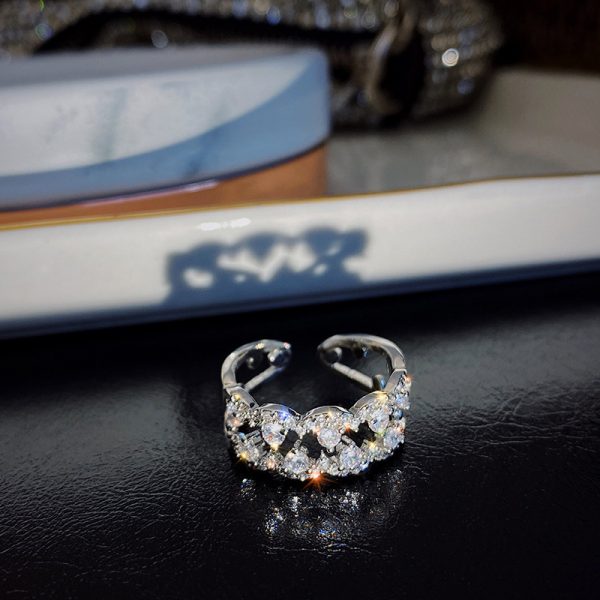 Cold Aesthetic Colored Gem Zircon Ring, Light Luxury High-end Texture, Adjustable Couple Matching Rings For Lovers