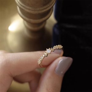 Light Luxury Cold Tone Index Ring, Natural Colorful Gem & Zircon Design, Fashion Adjustable Couple Rings