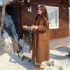 Womens Relaxed-Style Wool Double-Faced Coat