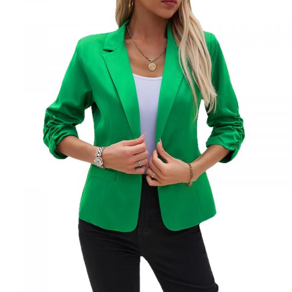 Solid-color Button-front Fashion Blazer