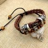 Cross stud braided leather bracelet