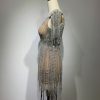 New Low Cut Tassel Hollow-out Tight Niche Diamond Sheath High Quality Dress