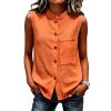 Fashionable Casual Solid-color Top With Buttoned Pockets