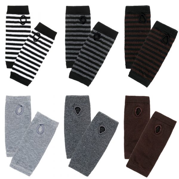Knitted Finger-leaking Gloves Striped Thin