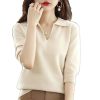 Five-Quarter Sleeve Lapel Sweater Base Layer Womens Top