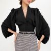 V-neck Top French-style Long-sleeve Work Shirt