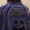 Embroidered Tie-Dye Textured Stand-Up Collar Sweatshirt