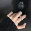 Minimalist Cold Tone Zircon Ring, Natural Colorful Gems, High-End Luxury Adjustable Index Finger Couple Rings