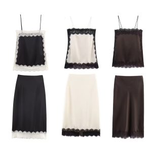 Lace-trimmed Silk-satin Slip Dress Set