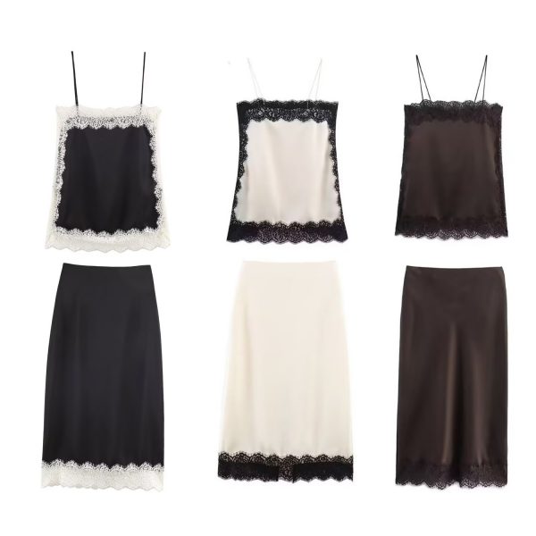 Lace-trimmed Silk-satin Slip Dress Set