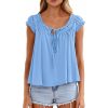 Lace-up Ruffle-Trimmed Shirt Summer New Style Fashionable Pleated Top