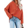 Solid Color Pullover V-Neck Knitted Sweater Womens