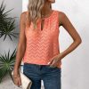 Casual Sleeveless Top With Keyhole Neckline Hollow-Out T-Shirt