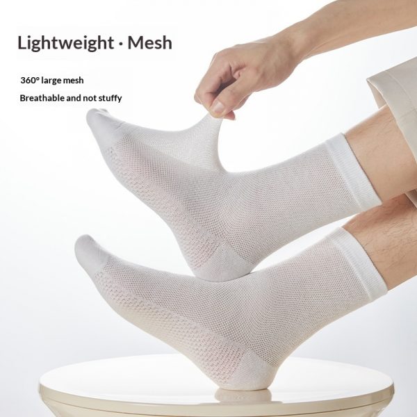 Pure Cotton Breathable Mesh Long Business Socks