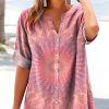 3D-printed Womens Casual Floral Short-sleeve Top