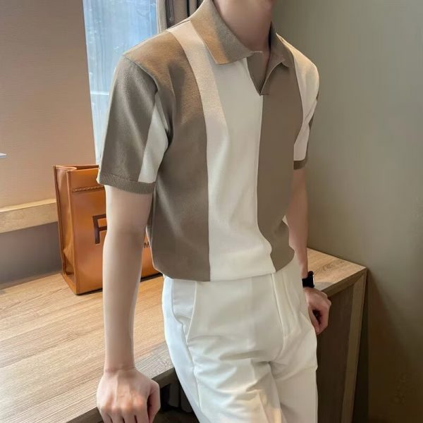 Men's Fashion Striped Contrast-Color Top