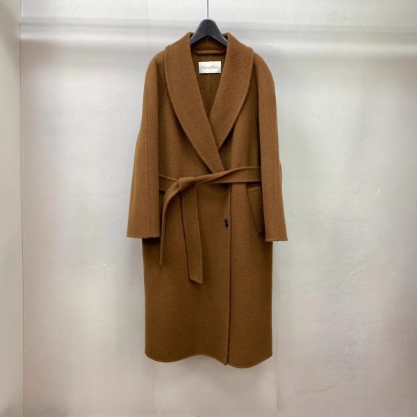 Long Double-faced Wool Coat With A Tie Closure